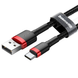 Baseus Cafule Cable wytrzymały nylonowy kabel przewód USB / USB-C QC3.0 2A 2M czarno-czerwony