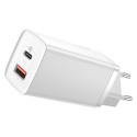 Baseus GaN2 Lite szybka ładowarka sieciowa 65W USB / USB Typ C Quick Charge 3.0 Power Delivery (azotek galu) biały