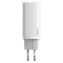 Baseus GaN2 Lite szybka ładowarka sieciowa 65W USB / USB Typ C Quick Charge 3.0 Power Delivery (azotek galu) biały