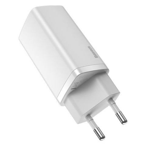 Baseus GaN2 Lite szybka ładowarka sieciowa 65W USB / USB Typ C Quick Charge 3.0 Power Delivery (azotek galu) biały