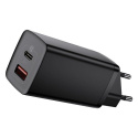 Baseus GaN2 Lite szybka ładowarka sieciowa 65W USB / USB Typ C Quick Charge 3.0 Power Delivery (azotek galu) czarny