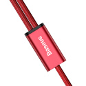 Baseus Rapid kabel przewód USB 2w1 Lightning / micro USB w nylonowym oplocie 3A 1.2m czerwony