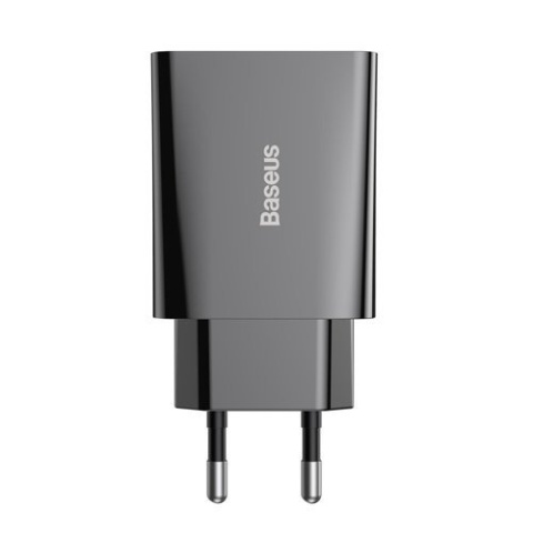 Baseus Speed Mini ładowarka sieciowa zasilacz EU do szybkiego ładowania USB Typ C 20W 3A czarny