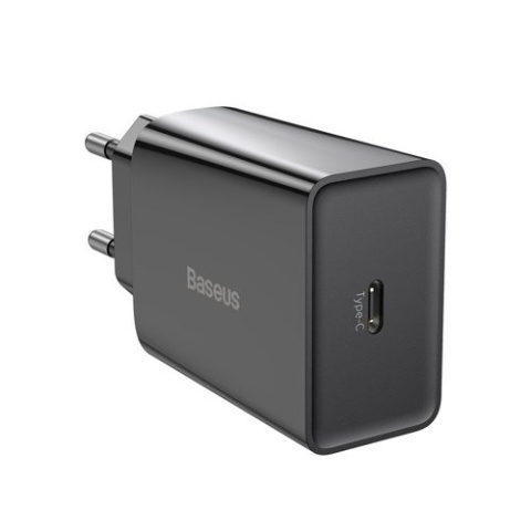 Baseus Speed Mini ładowarka sieciowa zasilacz EU do szybkiego ładowania USB Typ C 20W 3A czarny
