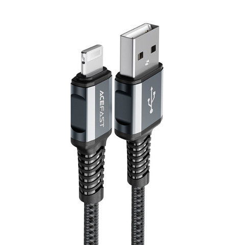 Acefast kabel MFI USB - Lightning 1,2m, 2,4A szary