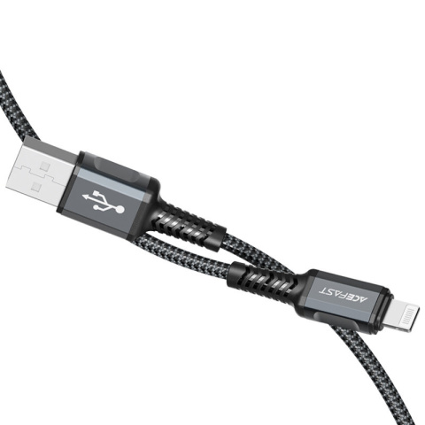 Acefast kabel MFI USB - Lightning 1,2m, 2,4A szary