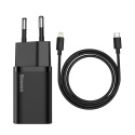 Baseus Super Si 1C szybka ładowarka USB Typ C 20W Power Delivery + kabel USB Typ C - Lightning 1m czarny