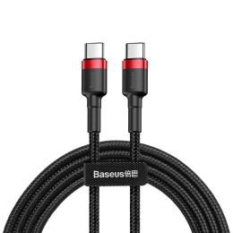 Baseus Cafule Cable wytrzymały nylonowy kabel przewód USB-C PD / USB-C PD PD2.0 60W 20V 3A QC3.0 1M czarny-czerwony