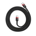 Baseus Cafule Cable wytrzymały nylonowy kabel przewód USB-C PD / USB-C PD PD2.0 60W 20V 3A QC3.0 1M czarny-czerwony