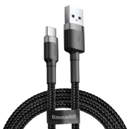 Baseus Cafule Cable wytrzymały nylonowy kabel przewód USB / USB-C QC3.0 2A 2M czarno-szary