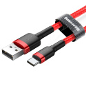 Baseus Cafule Cable wytrzymały nylonowy kabel przewód USB / USB-C QC3.0 3A 1M czerwony