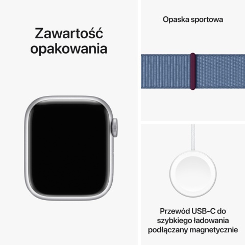 Apple Watch 9 41mm GPS Silver, pasek Blue A2978