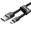 Baseus Cafule Cable wytrzymały nylonowy kabel przewód USB / USB-C QC3.0 2A 2M czarno-szary