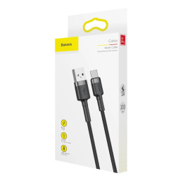 Baseus Cafule Cable wytrzymały nylonowy kabel przewód USB / USB-C QC3.0 2A 2M czarno-szary