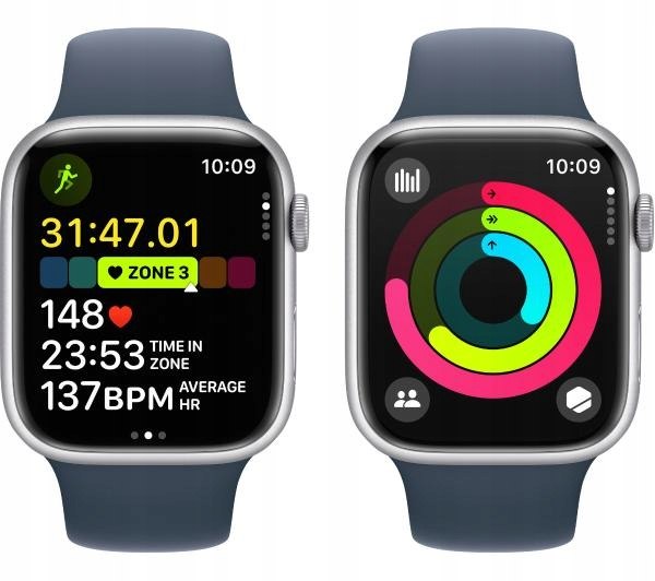 Smartwatch Apple Watch 9 45mm GPS srebrny, pasek Niebieski M/L Marka Apple