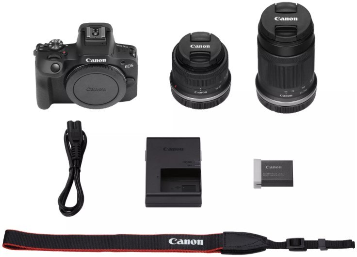 Canon EOS R100 + 2 OBIEKTYWY Standardowy RF-S 18-45mm Zoom RF-S 55-210mm Stabilizacja cyfrowa