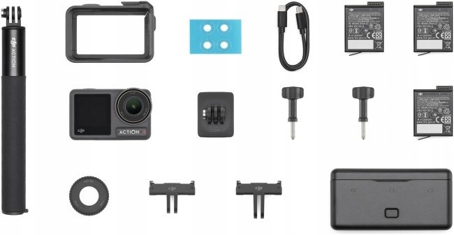 Kamera sportowa DJI Osmo Action 4 Adventure Combo Funkcje mikrofon nagrywanie poklatkowe nagrywanie w pętli redukcja szumów sterowanie głosem